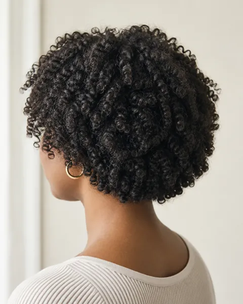 Shaped natural curly and coily cut with defined curls
