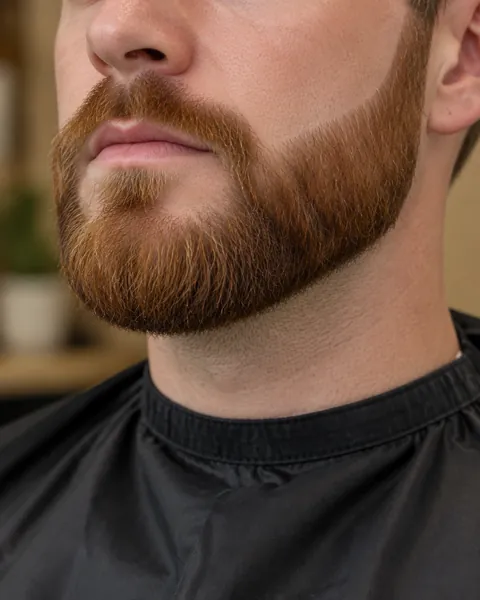 Neatly shaped auburn beard with a clean cheek line